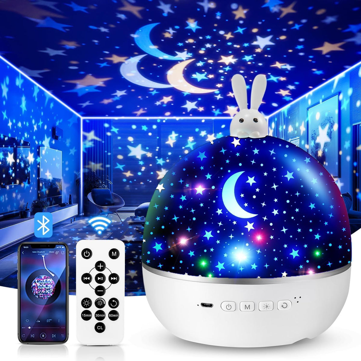 Proiettore Stelle Soffitto,315Colori+15Film Luce Notturna Bambini,Bluetooth Musica Carillon Neonati,Ricaricabile&Telecomando Gioco Bambino 1 2 3 4 5 anno,Regalo Neonato Regalo Bambina 1 2 3 4 5 6 anni
