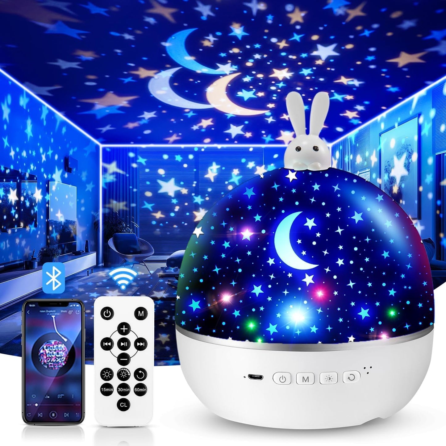 Proiettore Stelle Soffitto,315Colori+15Film Luce Notturna Bambini,Bluetooth Musica Carillon Neonati,Ricaricabile&Telecomando Gioco Bambino 1 2 3 4 5 anno,Regalo Neonato Regalo Bambina 1 2 3 4 5 6 anni